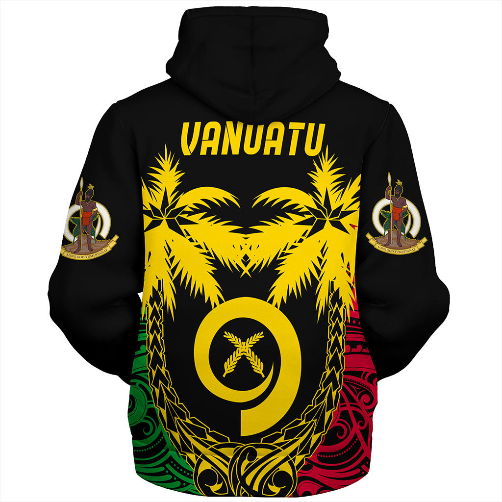 Vanuatu Sherpa Hoodie Tribal Pattern Coconut
