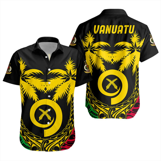 Vanuatu Short Sleeve Shirt Tribal Pattern Coconut