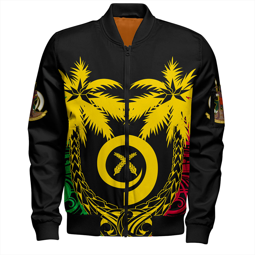Vanuatu Bomber Jacket Tribal Pattern Coconut