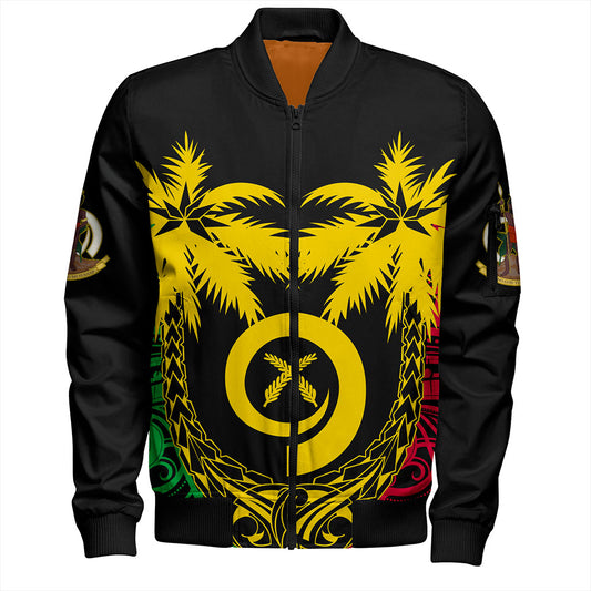 Vanuatu Bomber Jacket Tribal Pattern Coconut