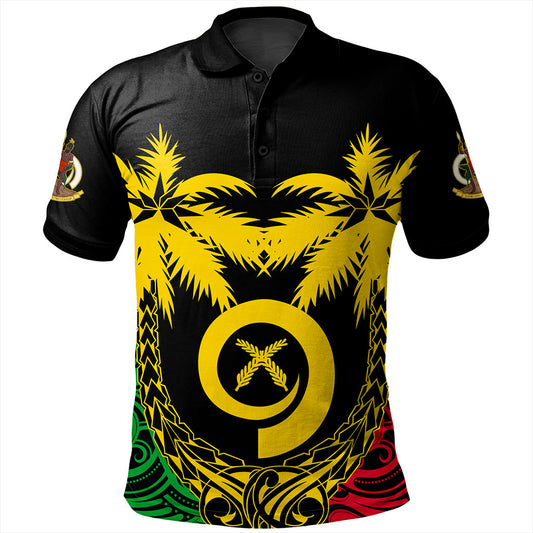 Vanuatu Polo Shirt Tribal Pattern Coconut