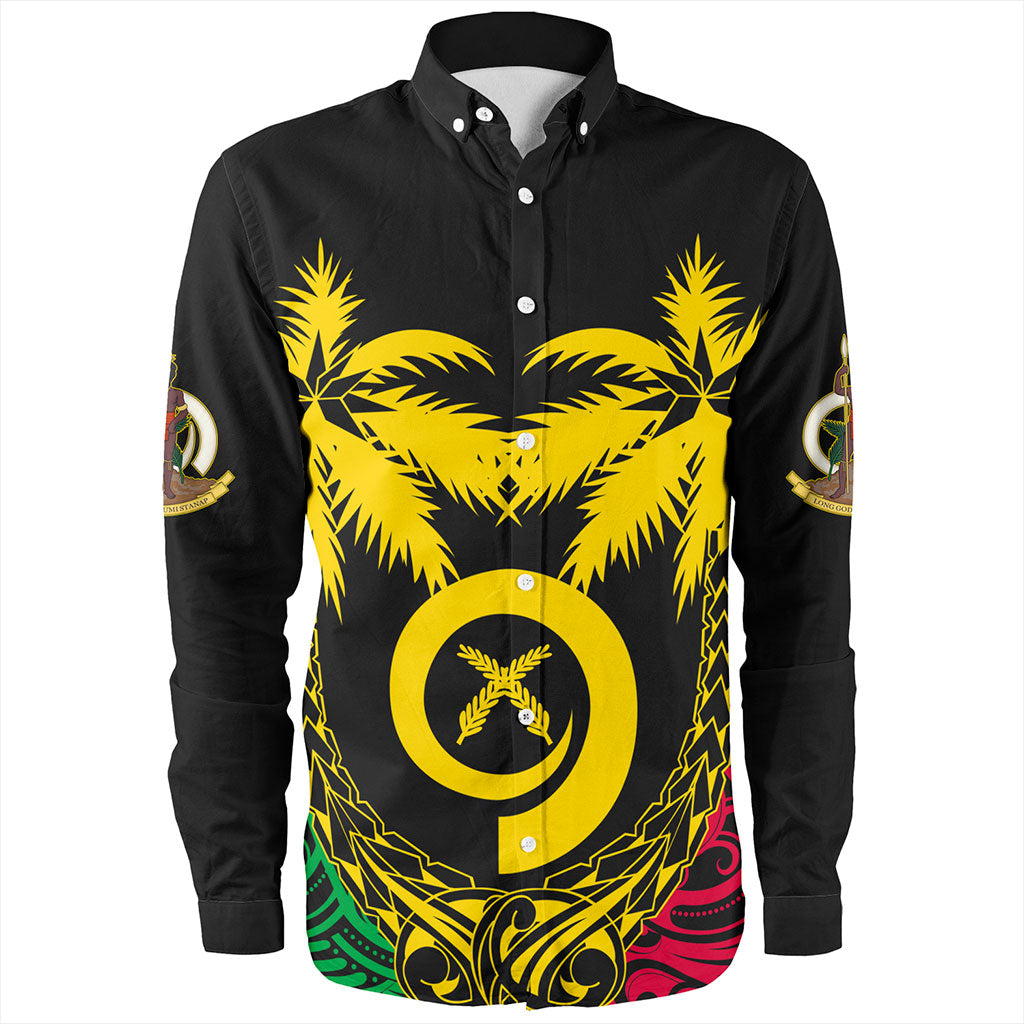 Vanuatu Long Sleeve Shirt Tribal Pattern Coconut