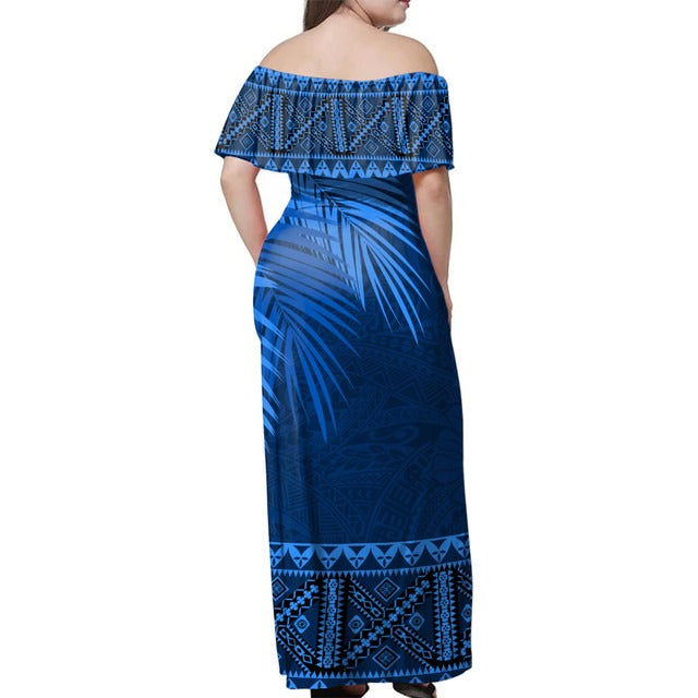 Samoa Combo Dress And Shirt Masi Dobby Fabric Leaves