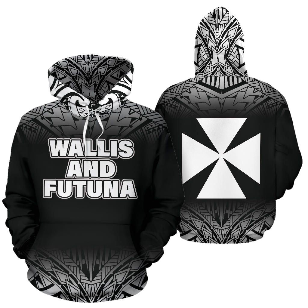Wallis And Futuna All Over Hoodie - Polynesian Fog Black Style