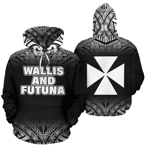 Wallis And Futuna All Over Hoodie - Polynesian Fog Black Style