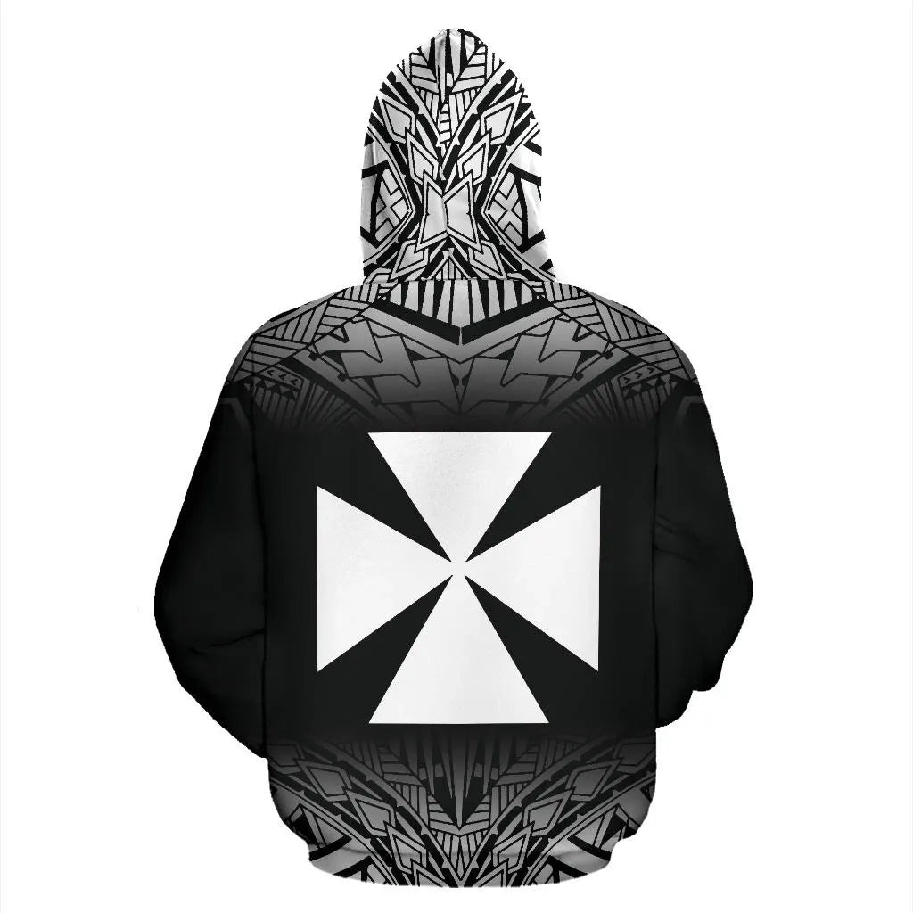 Wallis And Futuna All Over Hoodie - Polynesian Fog Black Style