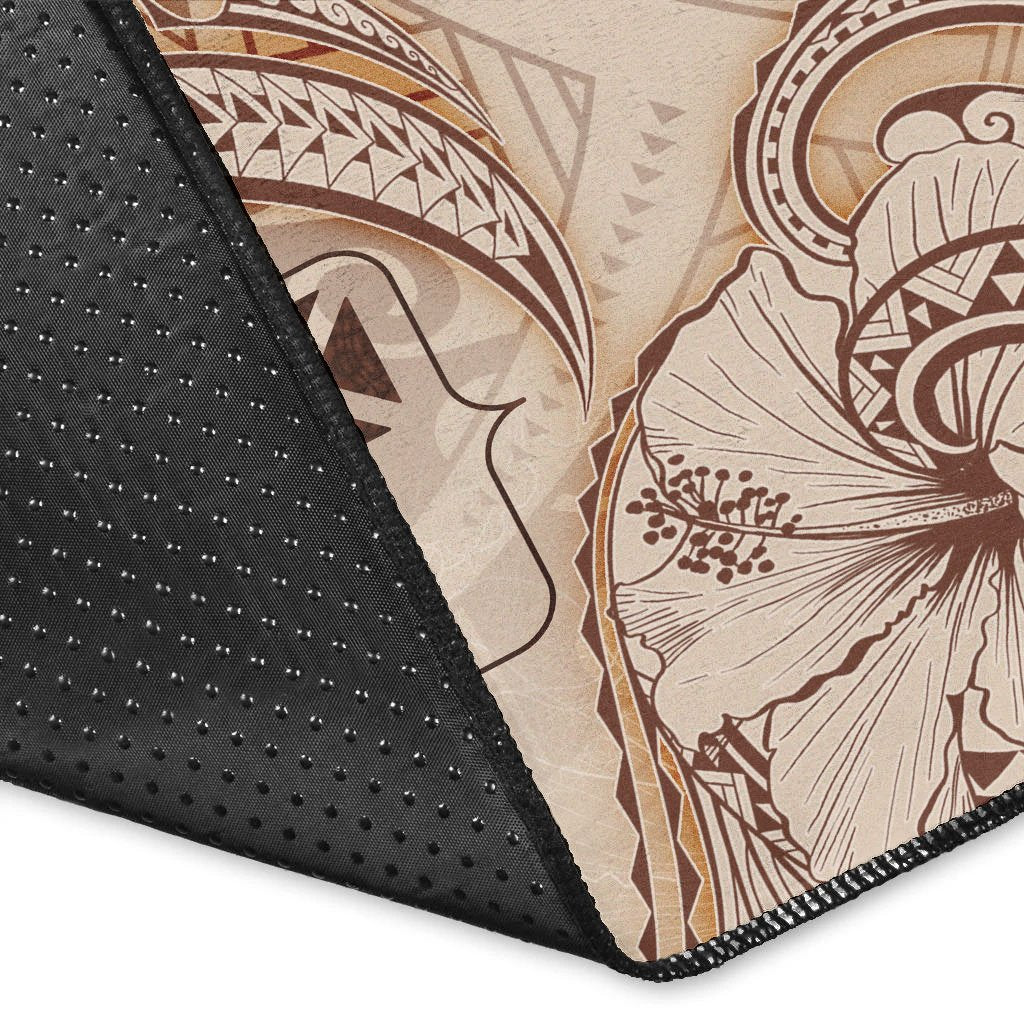 Wallis and Futuna Area Rug - Hibiscus Flowers Vintage Style