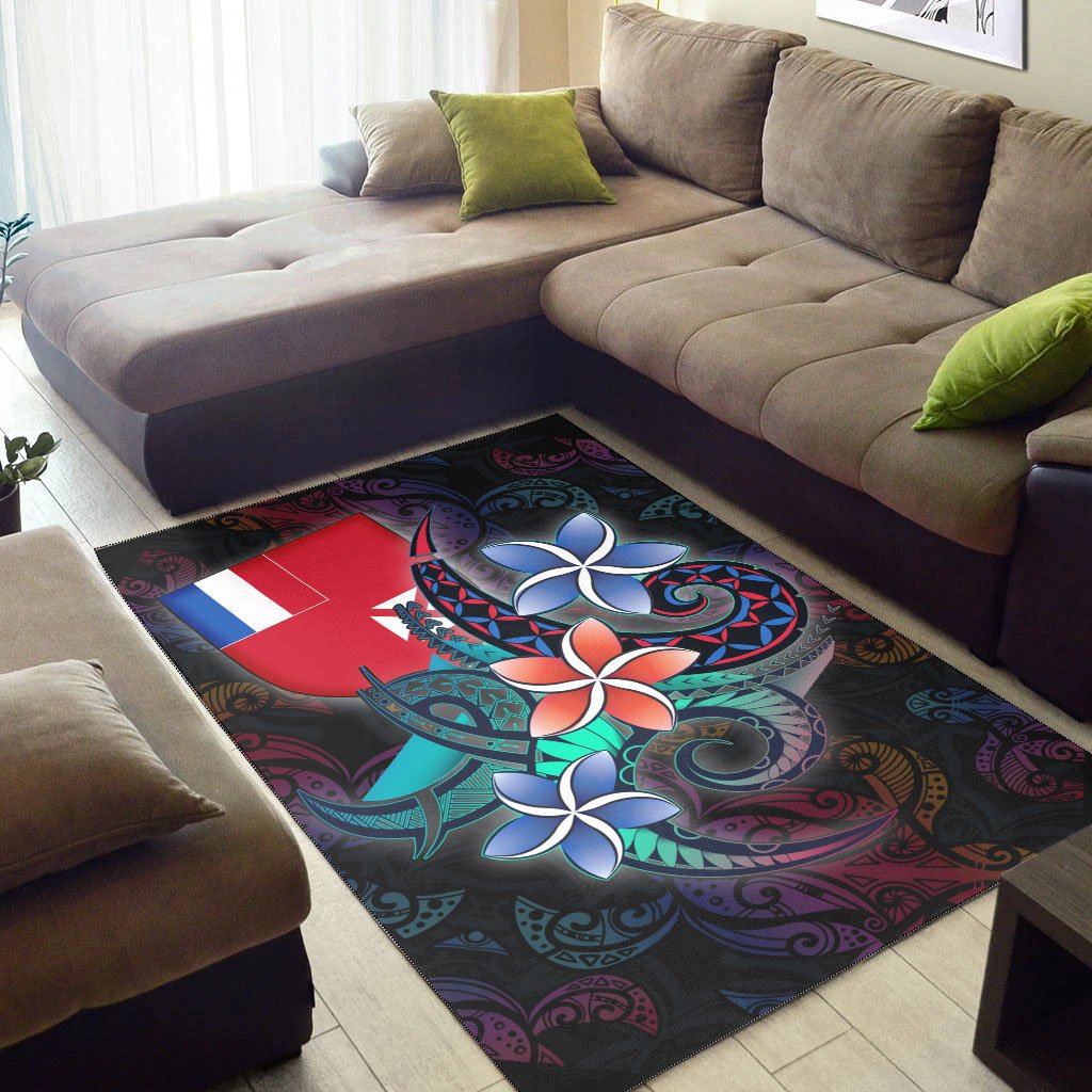 Wallis and Futuna Area Rug - Plumeria Flowers Style