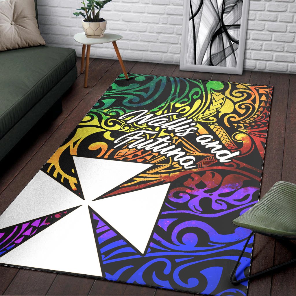 Wallis and Futuna Area Rug - Rainbow Polynesian Pattern