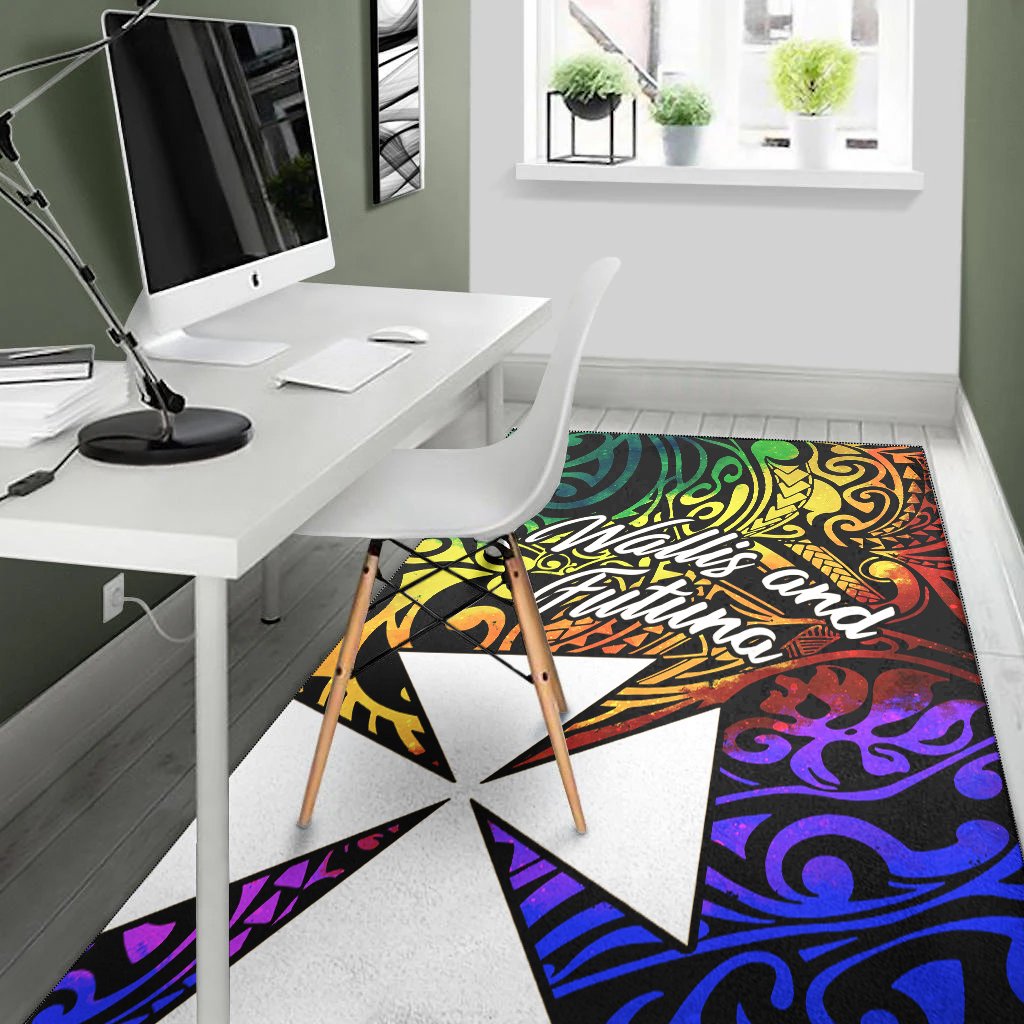 Wallis and Futuna Area Rug - Rainbow Polynesian Pattern