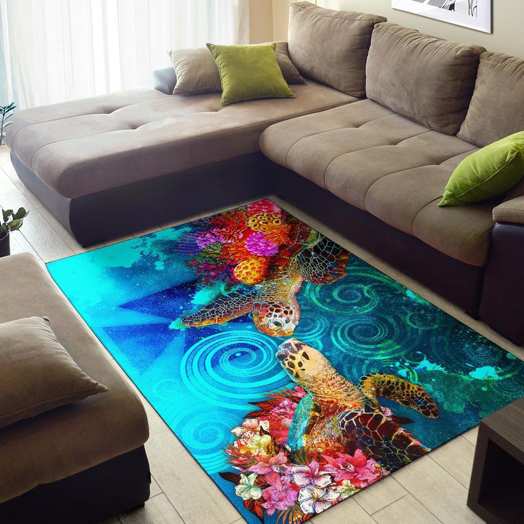 Wallis and Futuna Area Rug - Sea Turtle Coral Treasure