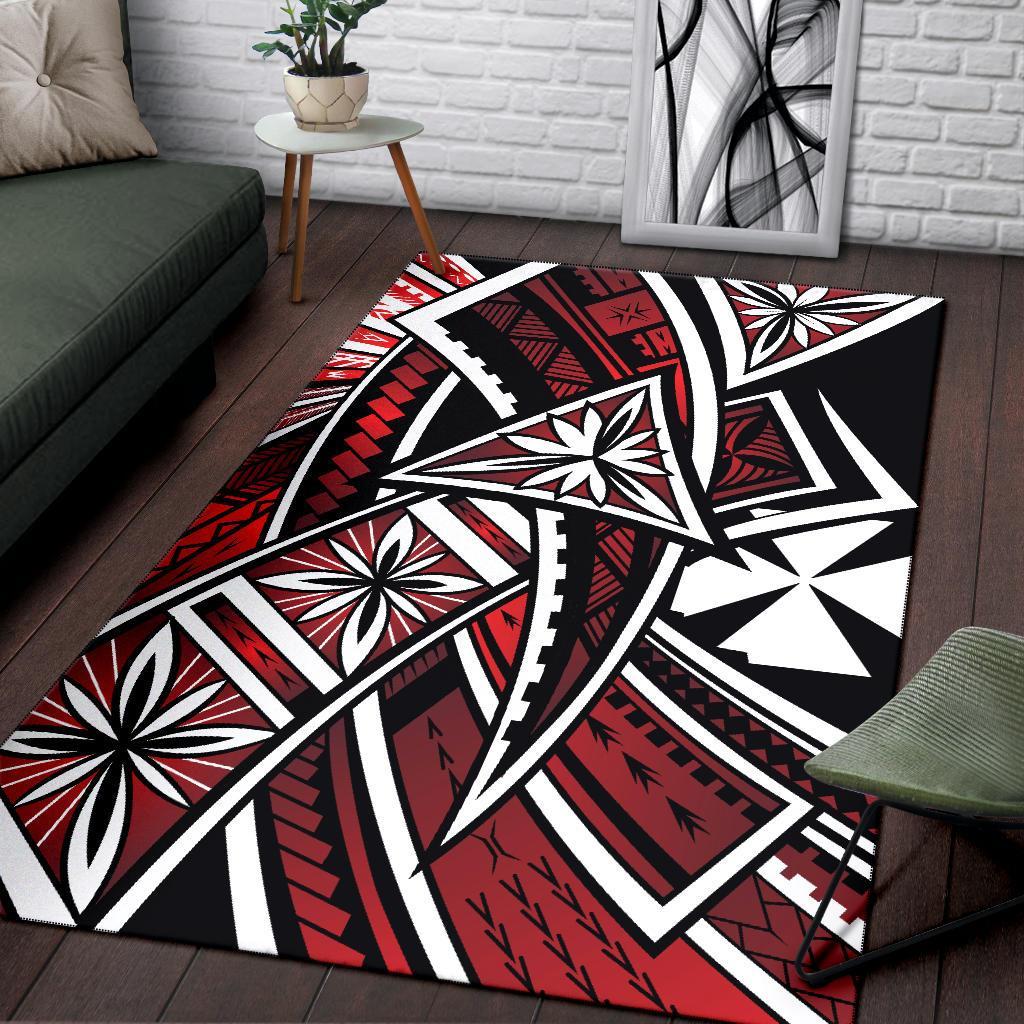 Wallis and Futuna Area Rug - Tribal Flower Special Pattern Red Color