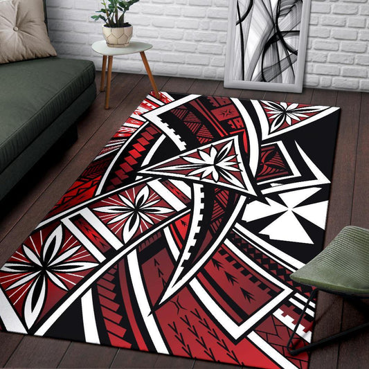 Wallis and Futuna Area Rug - Tribal Flower Special Pattern Red Color