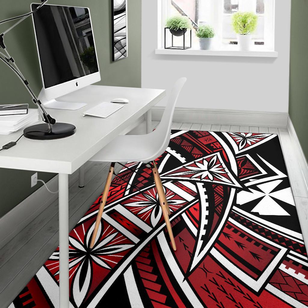 Wallis and Futuna Area Rug - Tribal Flower Special Pattern Red Color