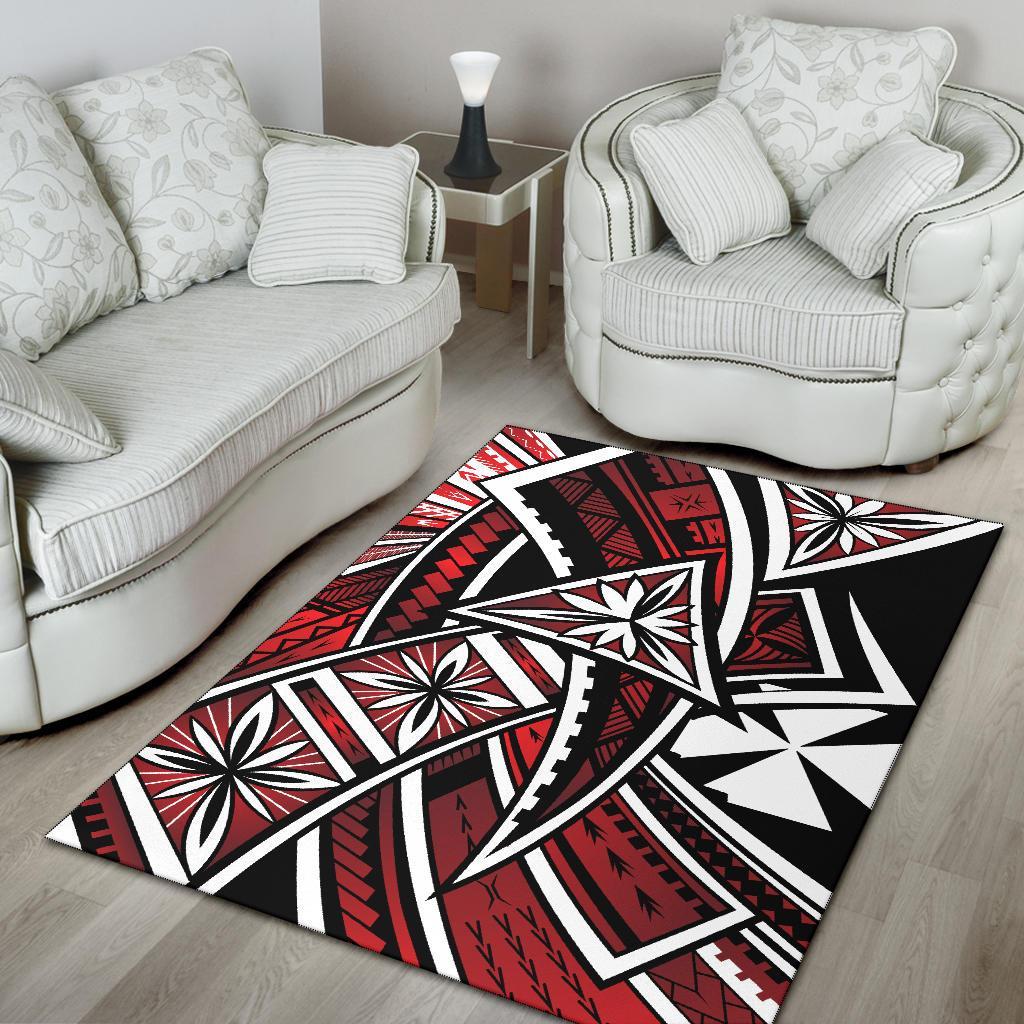 Wallis and Futuna Area Rug - Tribal Flower Special Pattern Red Color