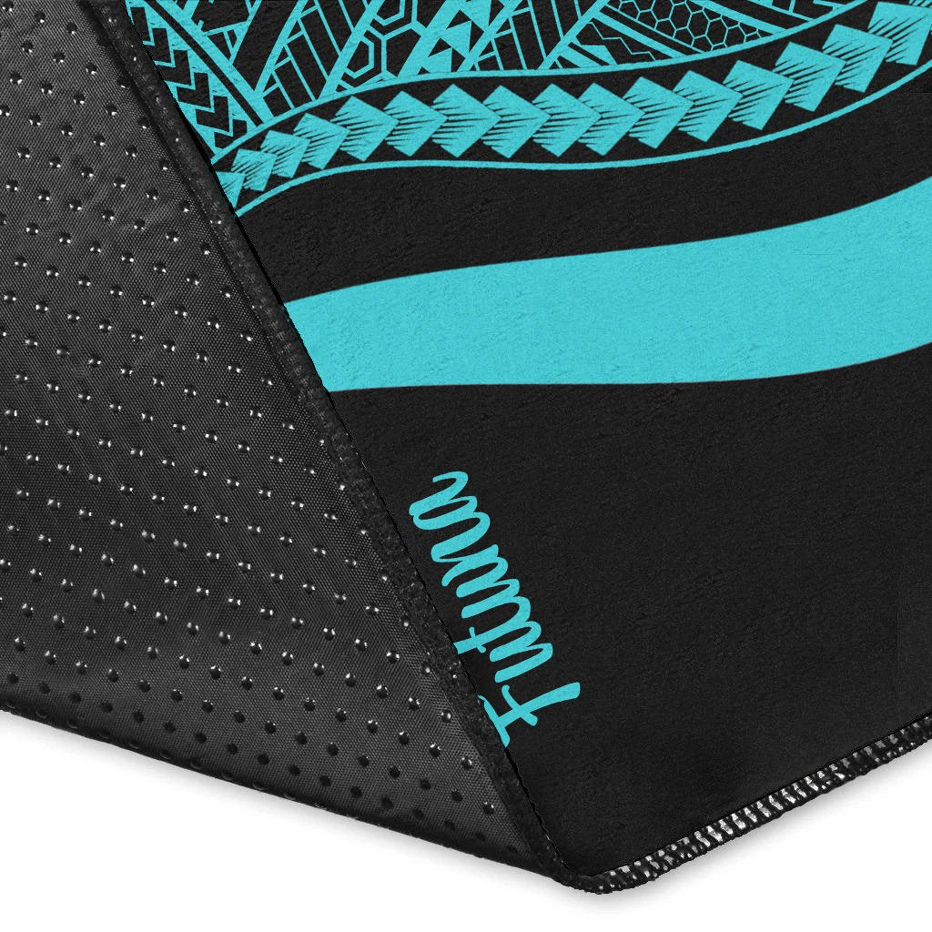 Wallis and Futuna Area Rug - Turquoise Polynesian Tentacle Tribal Pattern