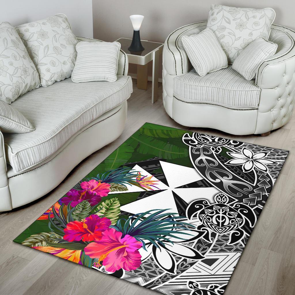 Wallis And Futuna Area Rug - Turtle Plumeria Banana Leaf