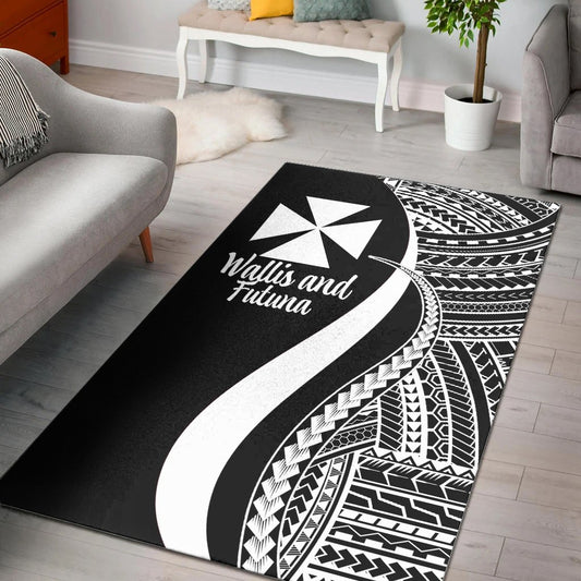 Wallis and Futuna Area Rug - White Polynesian Tentacle Tribal Pattern