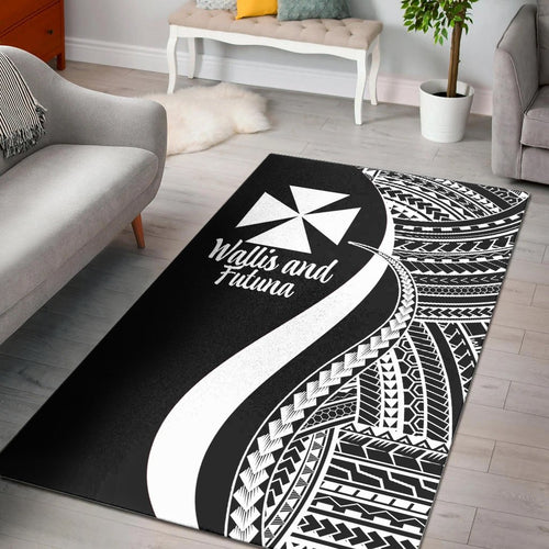 Wallis and Futuna Area Rug - White Polynesian Tentacle Tribal Pattern