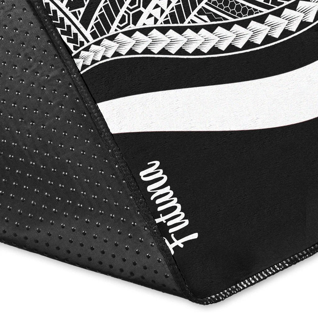 Wallis and Futuna Area Rug - White Polynesian Tentacle Tribal Pattern