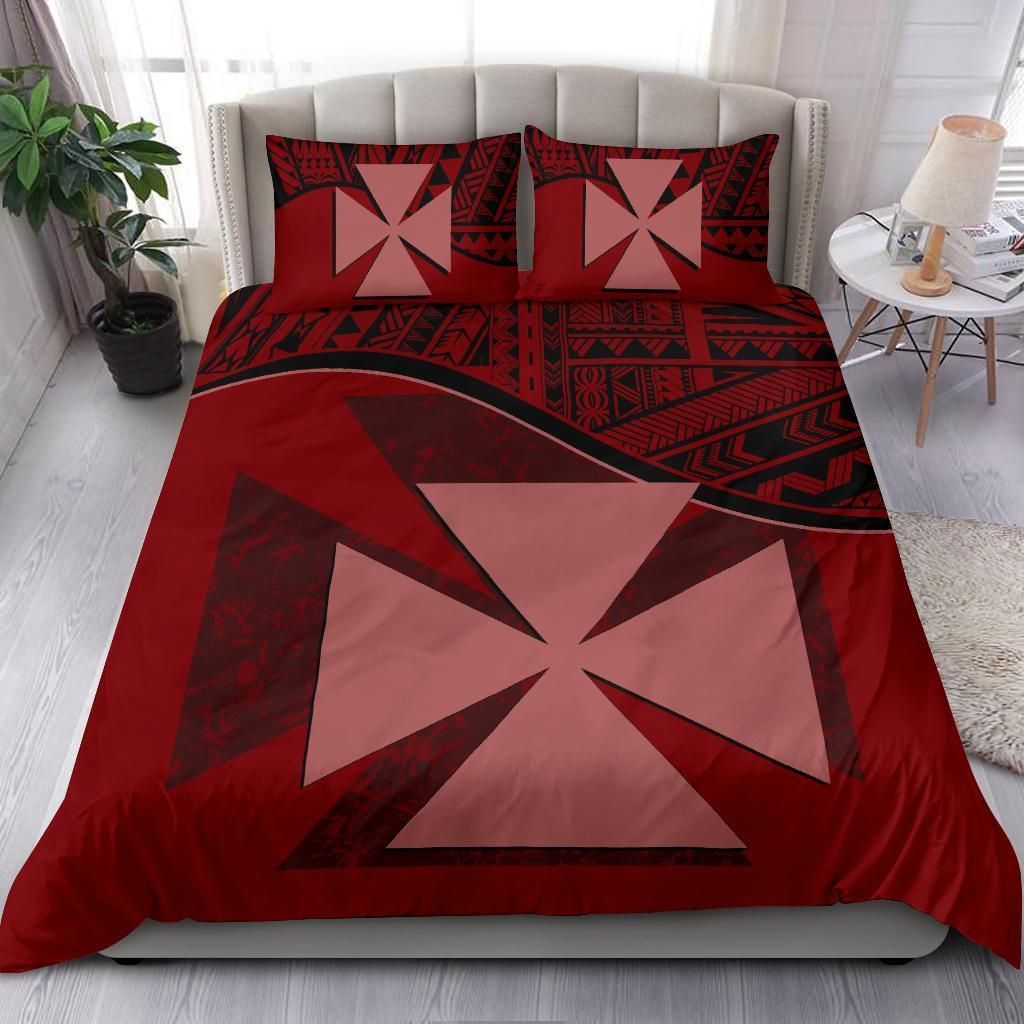 Polynesian Duvet Cover Set - Wallis And Futuna Bedding Set Red