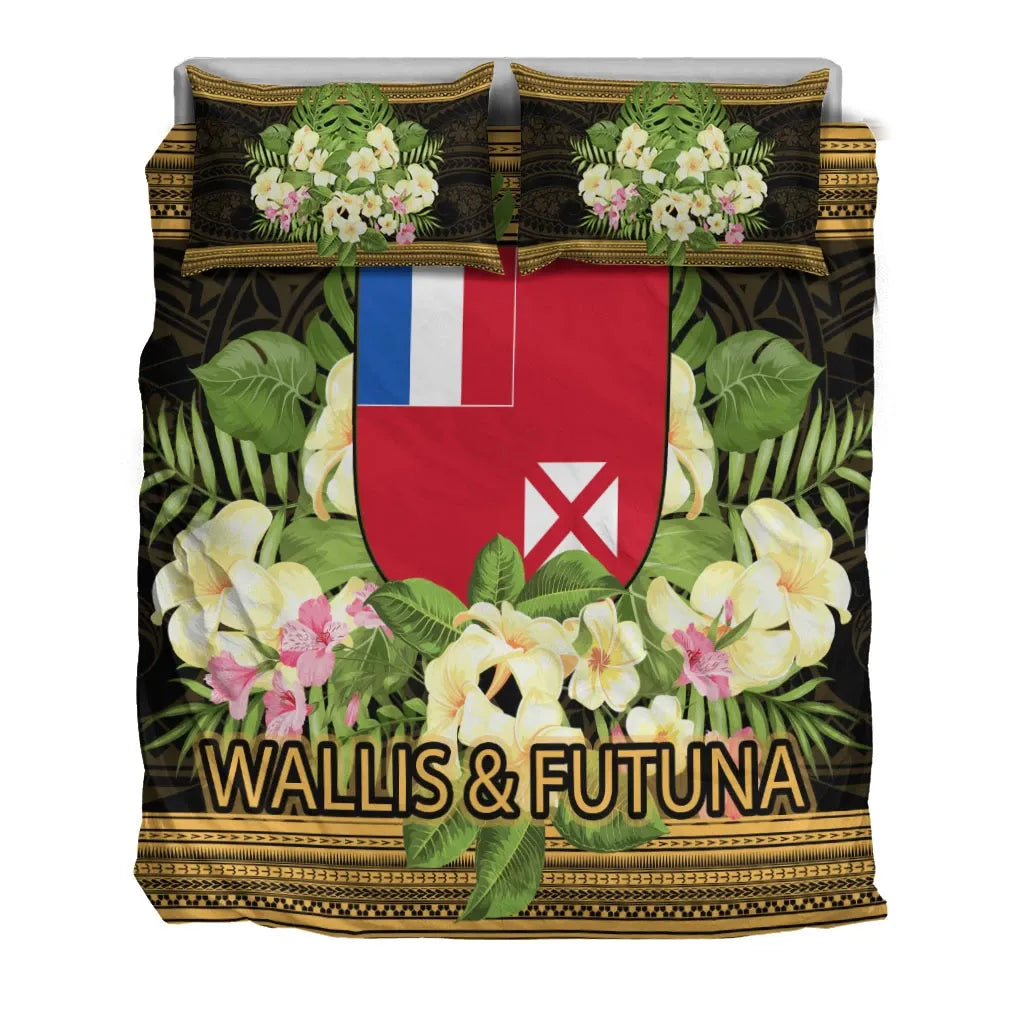 Wallis And Futuna Bedding Set - Polynesian Gold Patterns Collection