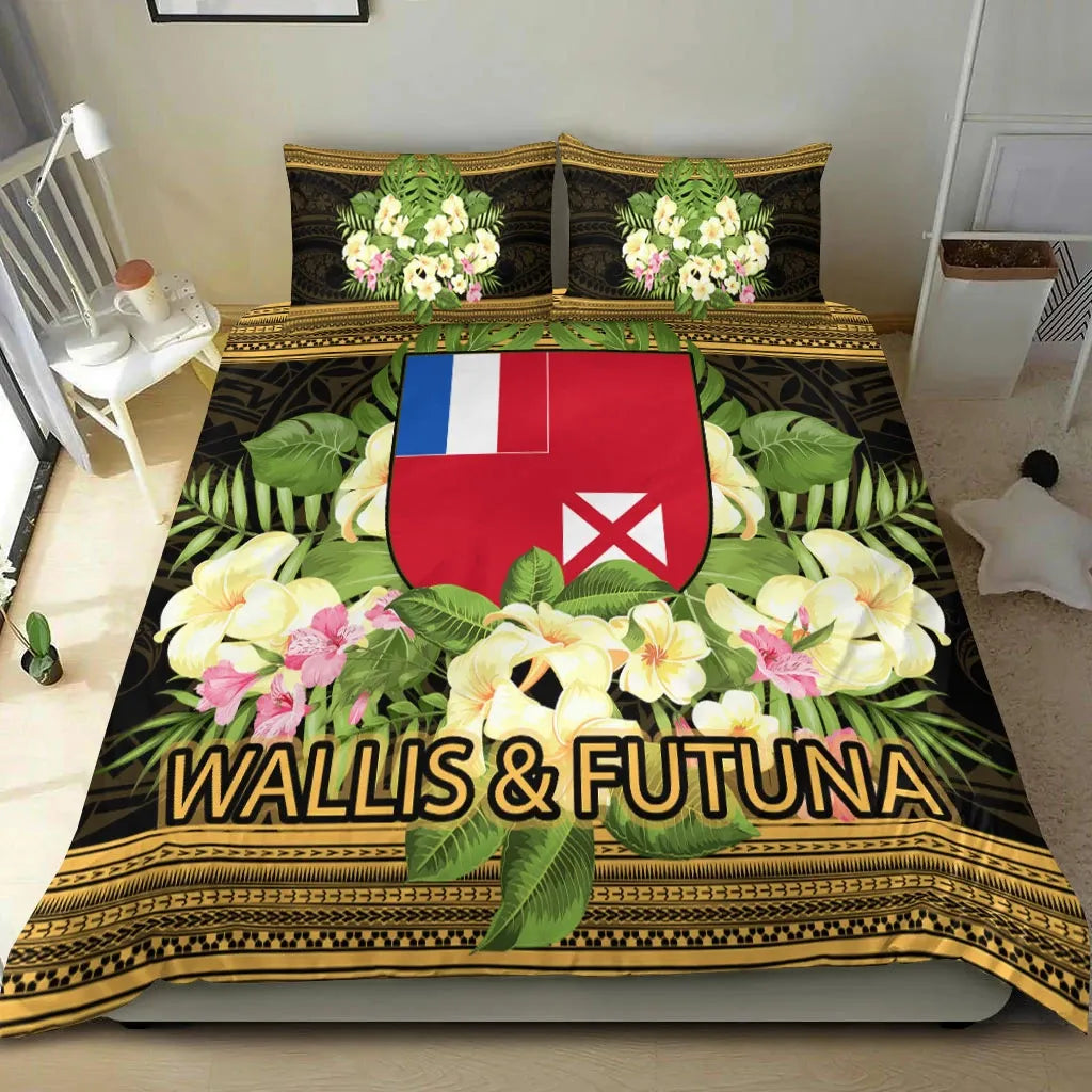 Wallis And Futuna Bedding Set - Polynesian Gold Patterns Collection