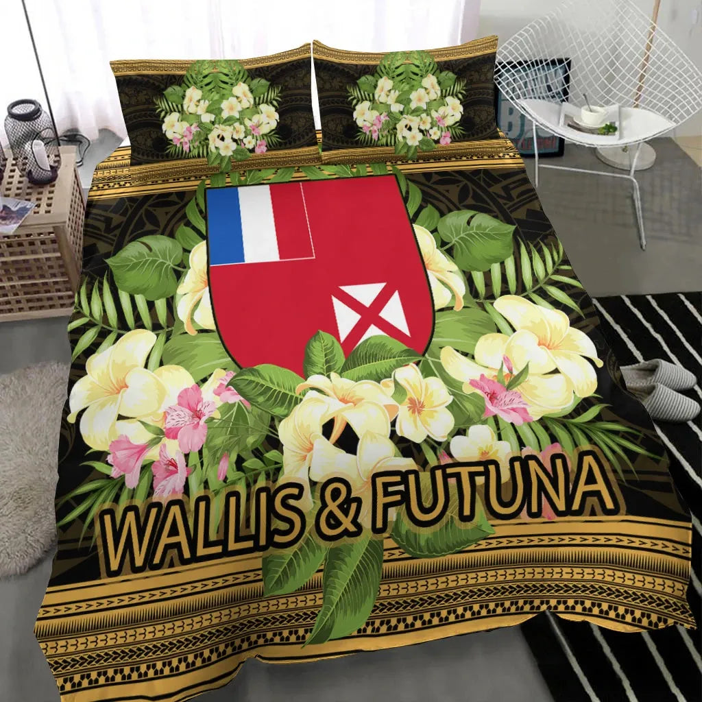 Wallis And Futuna Bedding Set - Polynesian Gold Patterns Collection