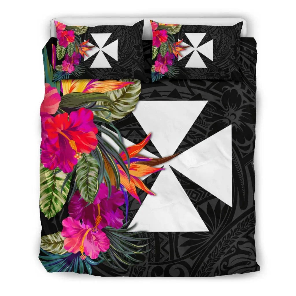 Wallis And Futuna Bedding Set - Polynesian Hibiscus Pattern