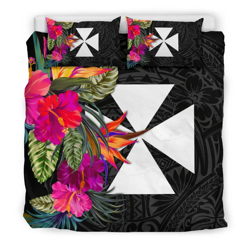 Wallis And Futuna Bedding Set - Polynesian Hibiscus Pattern