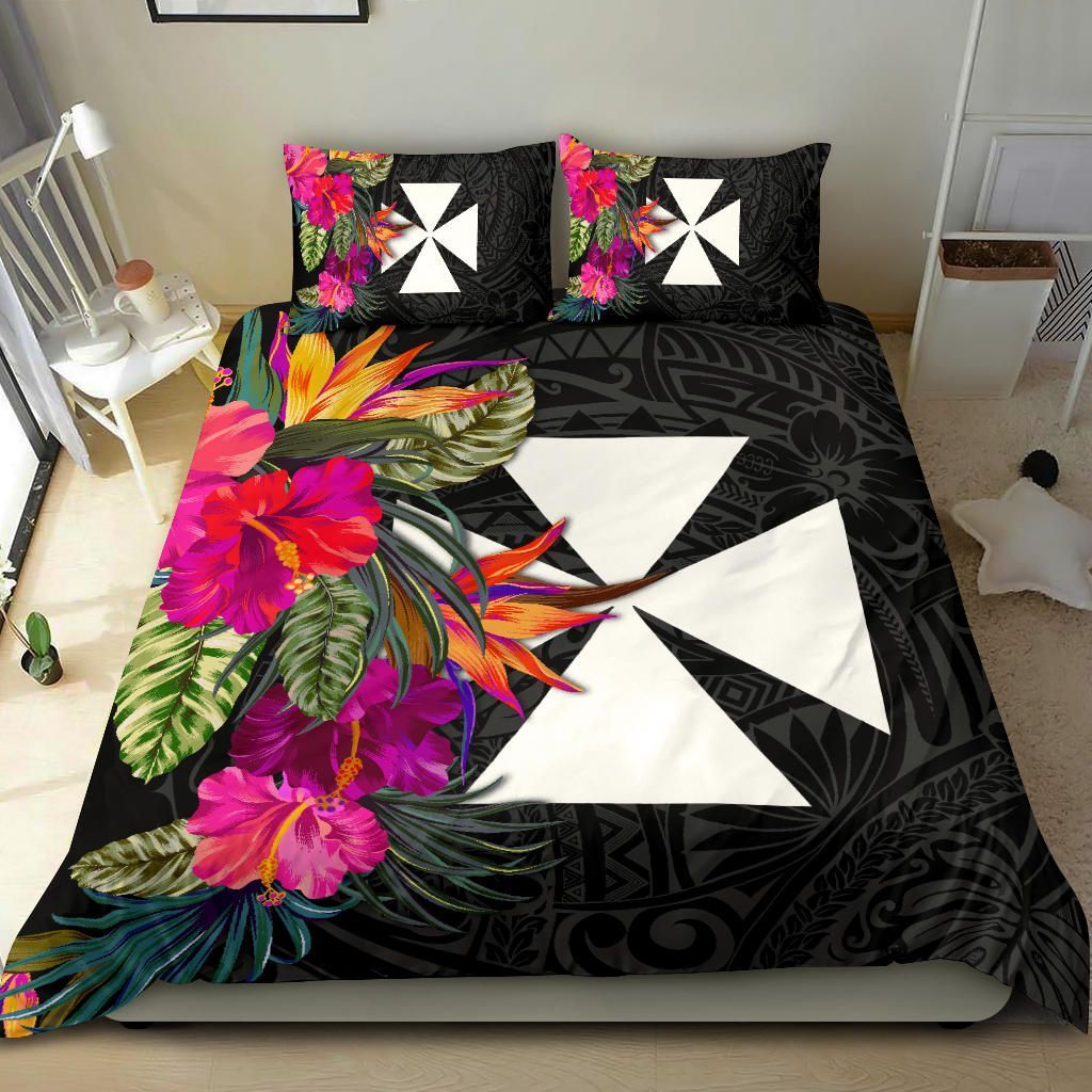 Wallis And Futuna Bedding Set - Polynesian Hibiscus Pattern