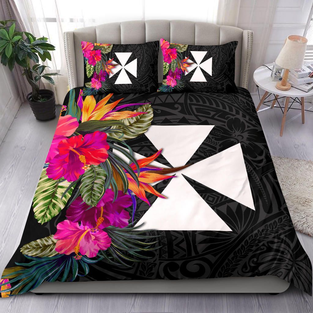 Wallis And Futuna Bedding Set - Polynesian Hibiscus Pattern
