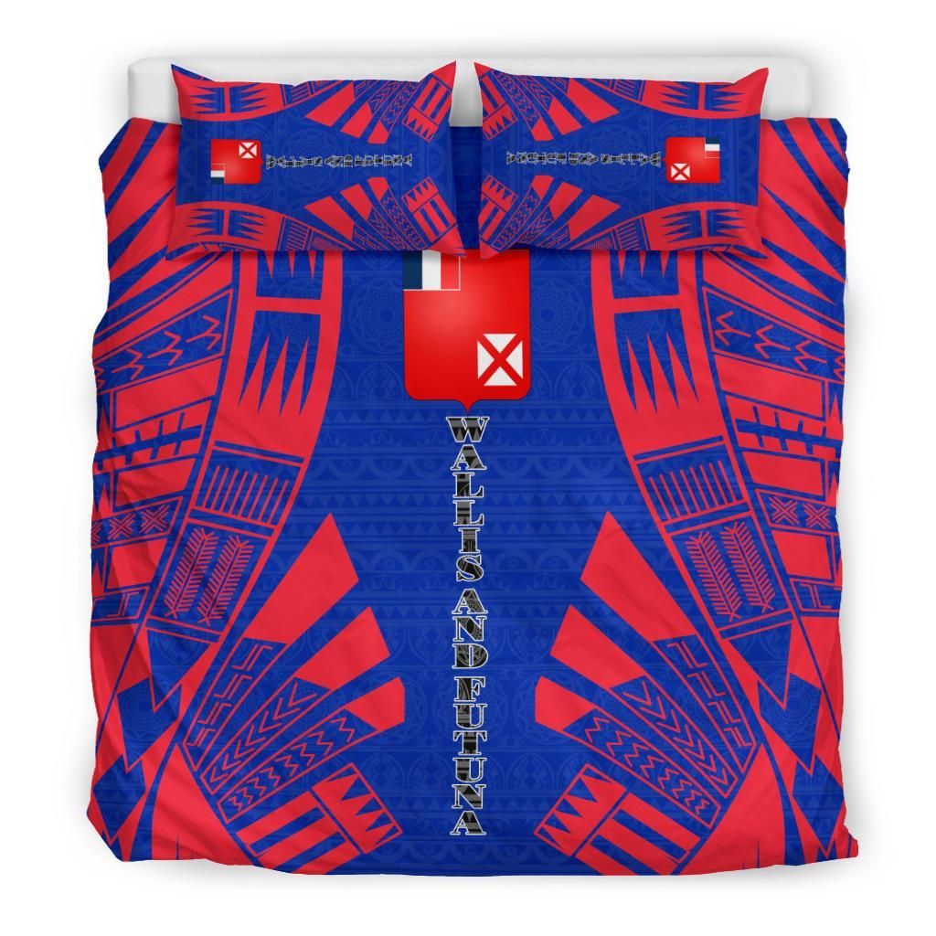Wallis And Futuna Duvet Cover Set - Polynesian Tattoo Flag