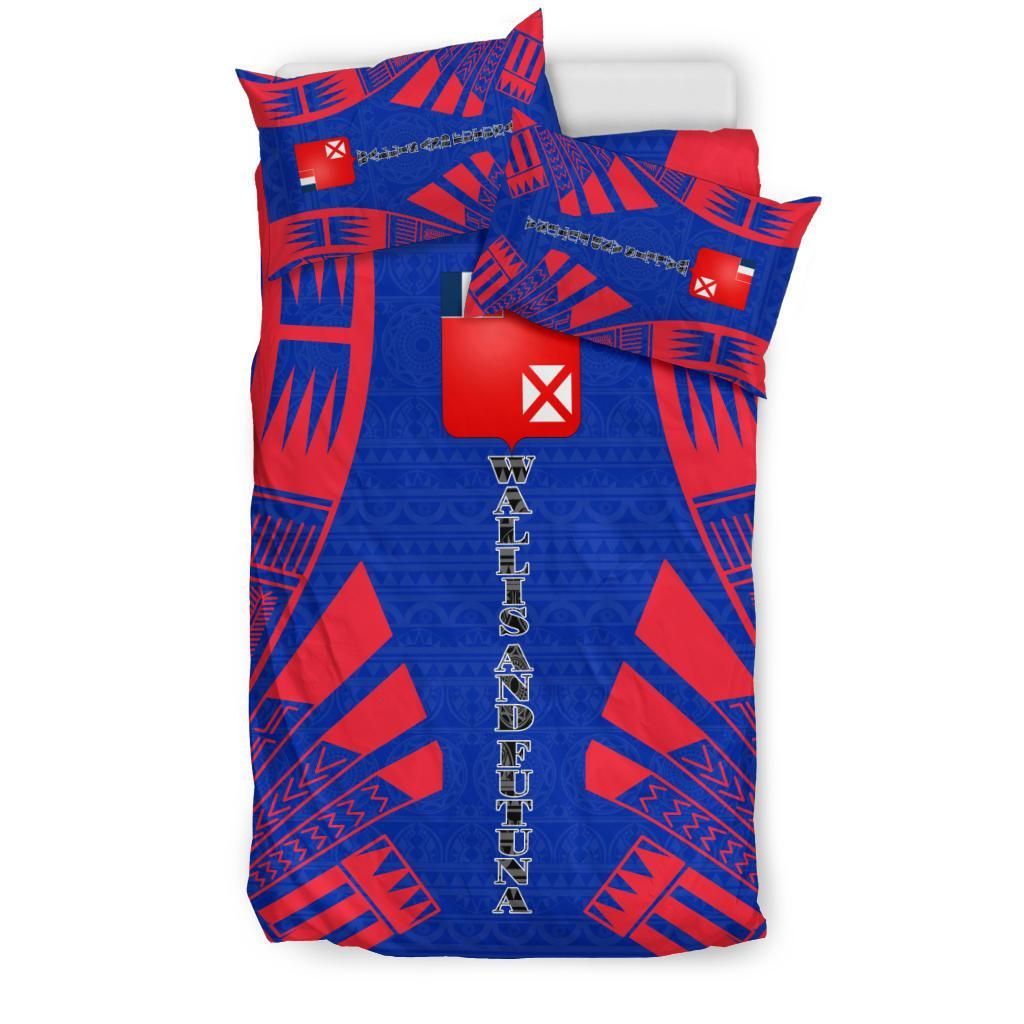 Wallis And Futuna Duvet Cover Set - Polynesian Tattoo Flag