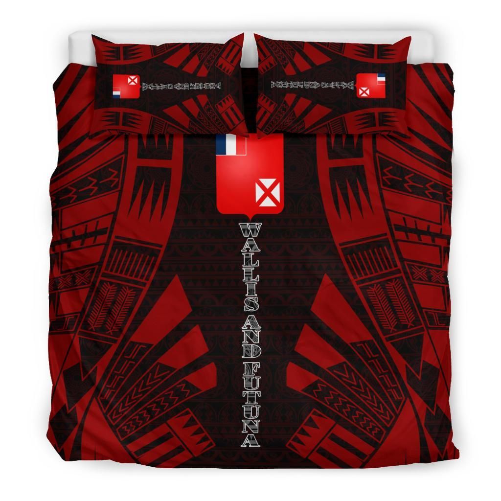 Wallis And Futuna Duvet Cover Set - Polynesian Tattoo Red