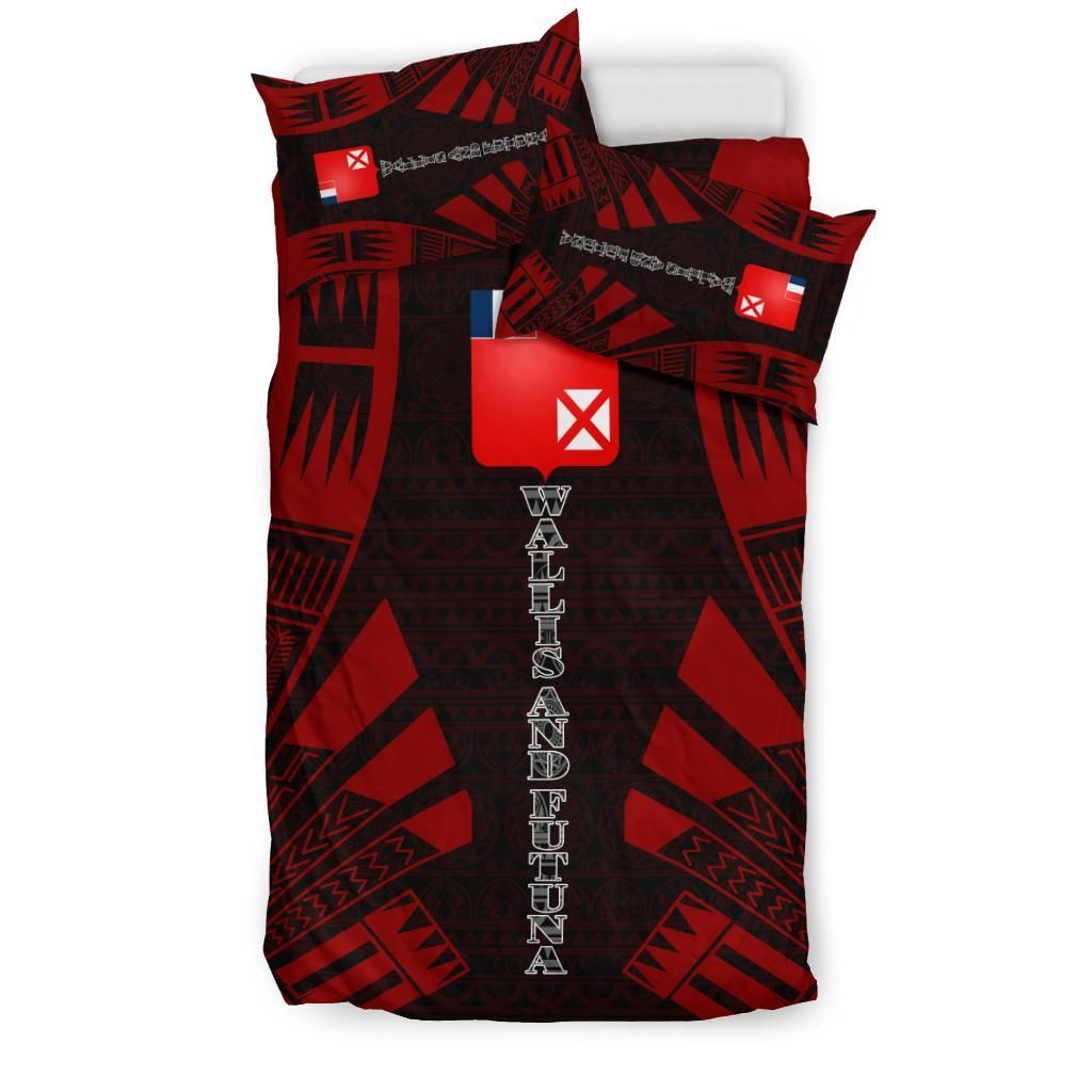 Wallis And Futuna Duvet Cover Set - Polynesian Tattoo Red