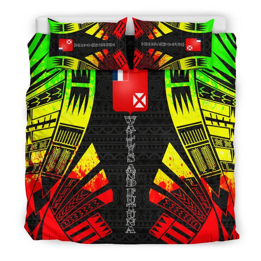 Wallis And Futuna Duvet Cover Set - Polynesian Tattoo Reggae