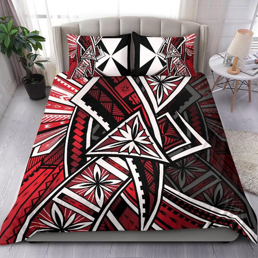 Wallis And Futuna Bedding Set - Tribal Flower Special Pattern Red Color