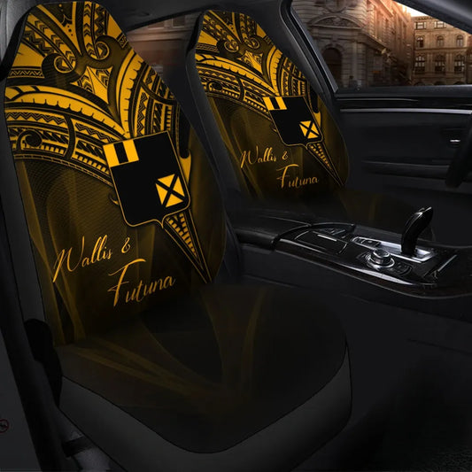Wallis and Futuna Car Seat Cover - Gold Color Cross Style