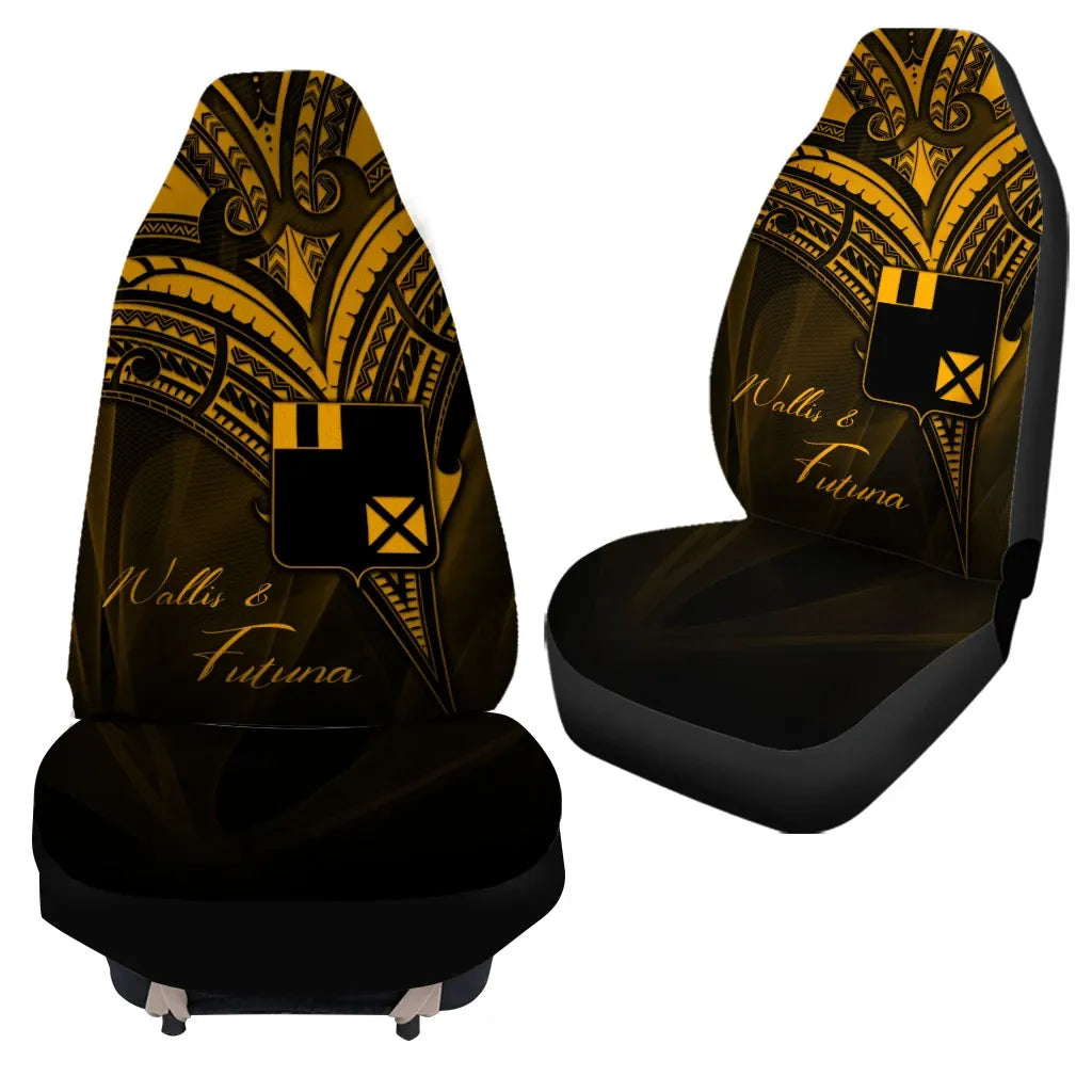 Wallis and Futuna Car Seat Cover - Gold Color Cross Style