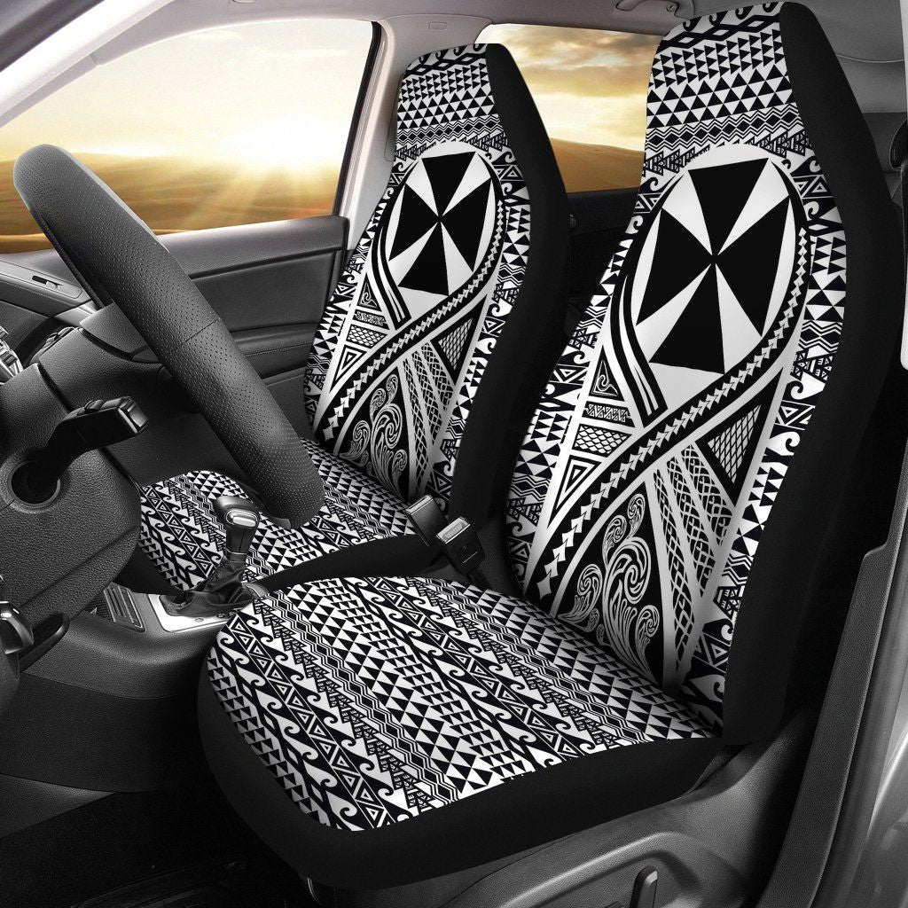 Wallis And Futuna Car Seat Cover - Wallis And Futuna Coat Of Arms Polynesian Tattoo Black