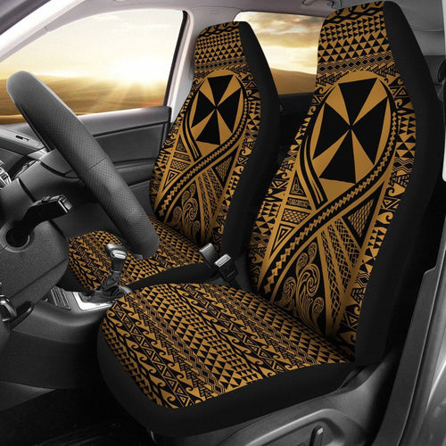 Wallis And Futuna Car Seat Cover - Wallis And Futuna Coat Of Arms Polynesian Tattoo Gold