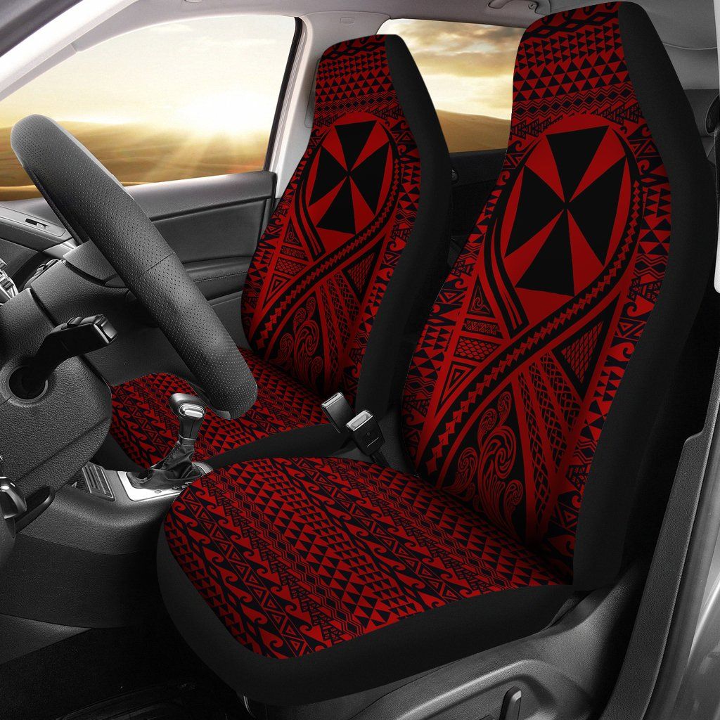 Wallis And Futuna Car Seat Cover - Wallis And Futuna Coat Of Arms Polynesian Tattoo Red