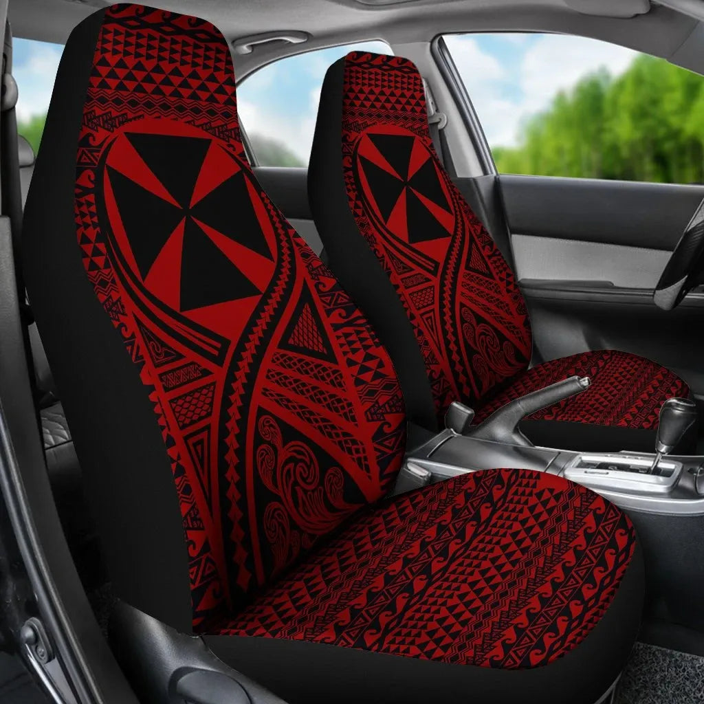 Wallis And Futuna Car Seat Cover - Wallis And Futuna Coat Of Arms Polynesian Tattoo Red