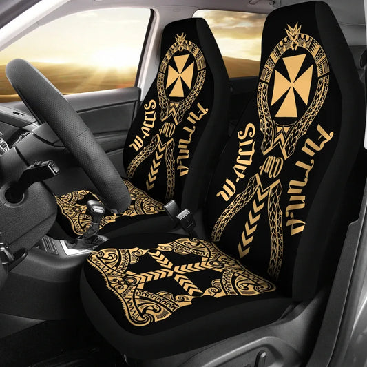 Wallis And Futuna Car Seat Covers - Wallis And Futuna Coat Of Arms Polynesian Tribal Gold
