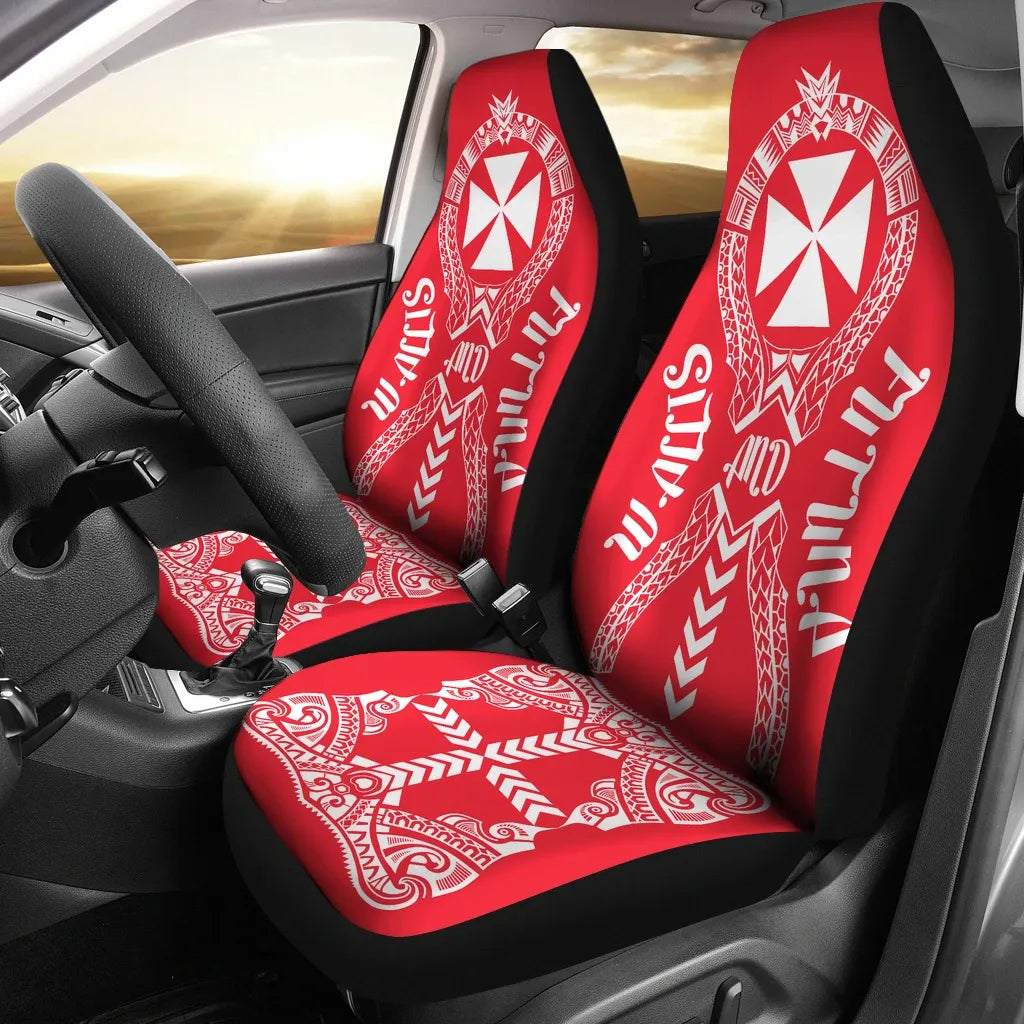 Wallis And Futuna Car Seat Covers - Wallis And Futuna Coat Of Arms Polynesian Tribal Red