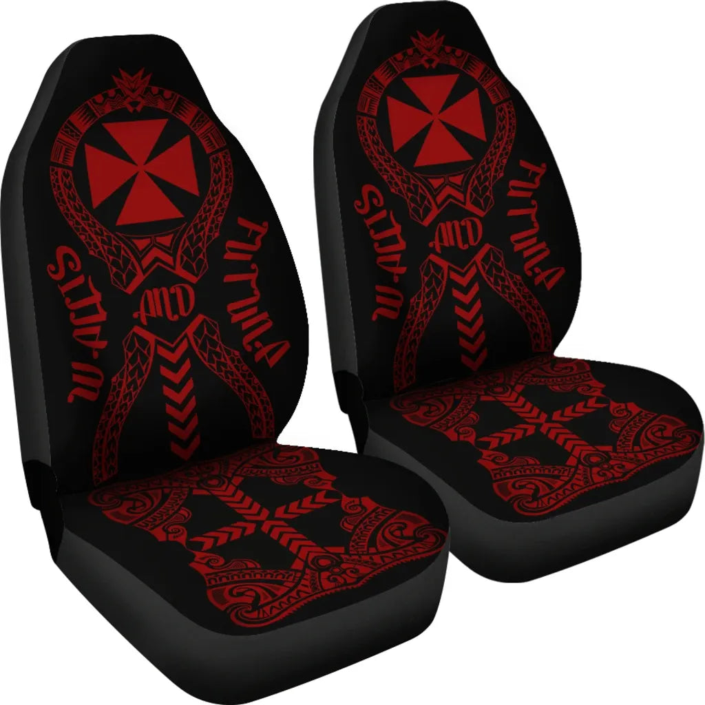 Wallis And Futuna Car Seat Covers - Wallis And Futuna Coat Of Arms Polynesian Tribal Deep Red