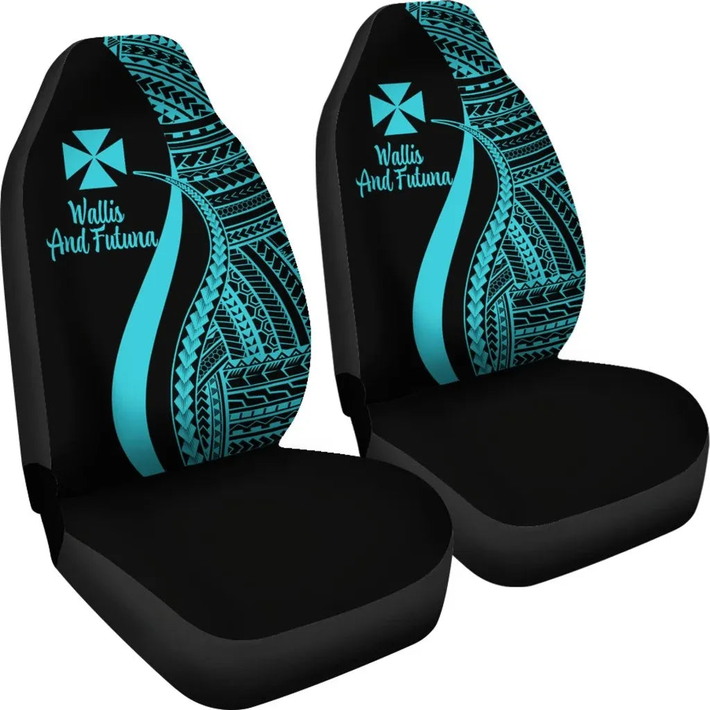 Wallis And Futuna Car Seat Covers - Turquoise Polynesian Tentacle Tribal Pattern