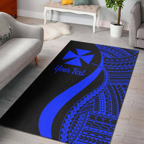 Wallis and Futuna Custom Personalised Area Rug - Blue Polynesian Tentacle Tribal Pattern