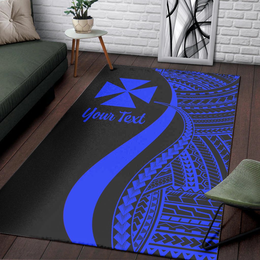 Wallis and Futuna Custom Personalised Area Rug - Blue Polynesian Tentacle Tribal Pattern